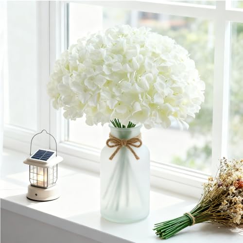 Ivory Faux Hydrangea Flowers Bulk - 100 Pcs Artificial Silk Flowers with Stems for Wedding & Home Decor