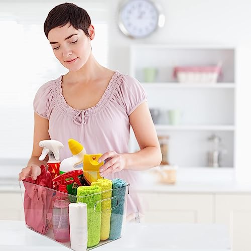 CONTROL KITCHEN Clear Plastic Storage Bins 4 Pack 11.2 x 7.5 x 6 Inches Pantry Organizer