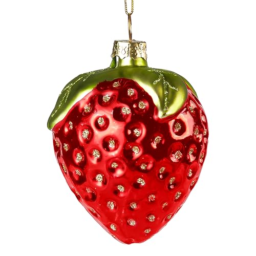 Joiedomi Strawberry Mini Christmas Ornament - Handblown Glass Fruit Decor