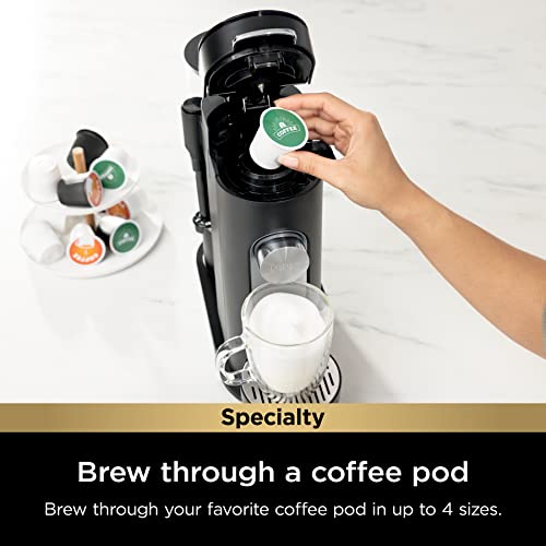 Single-Serve Coffee Maker with Pods Grounds & Milk Frother, 6-24 oz Travel Mug