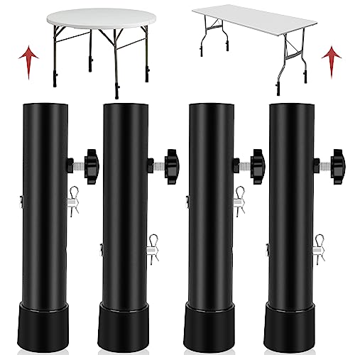 (4-PACK) Folding Table Leg Extenders, Highly Durable Steel Risers,