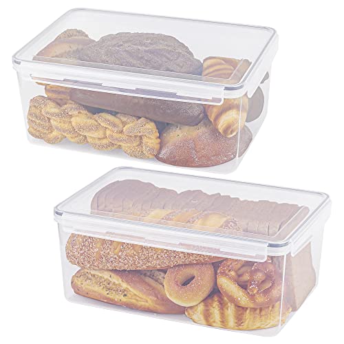 Large Airtight Bread Box Set of 2 - Food Grade Plastic Storage Containers 11.6 Qt