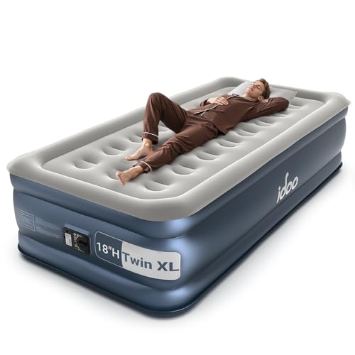 Grey Twin XL Air Mattress with Built-In Pump, 80-Inch Long, Raised Support