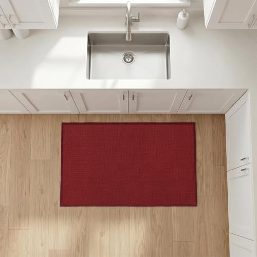 Artoid Mode 17" x 29" Red Absorbent Non-Slip Doormat – Natural Rubber Back, Washable Holiday Floor Mat