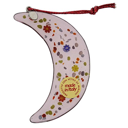 Murano Glass Moon Christmas Ornament - Handmade Italian Purple Decor