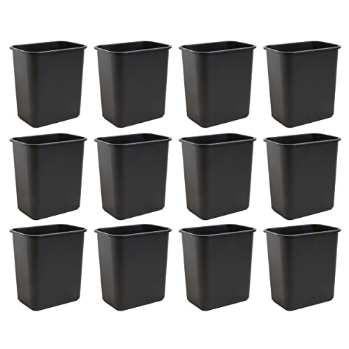 United Solutions 7.7 Gallon (30.8 Qt) Slim Wastebasket 12 Pack Black Under Desk
