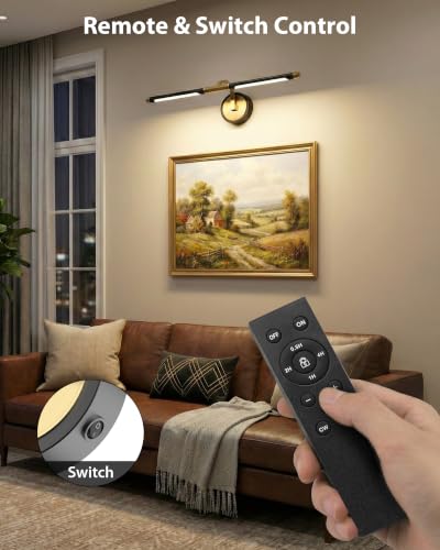 31-Inch Dimmable Cordless Picture Light with Remote - Wall Art Illumination, Rechargeable 9000mAh Battery, 3CCT, Timer, Metal Wall Light for Paintings & Gallery