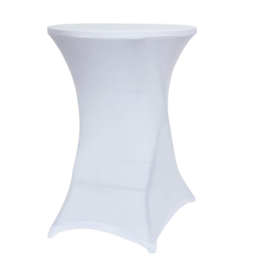 Obstal Cocktail Table Covers Stretch Spandex White Cocktail Table Cover Cloth for Wedding, Banquet and Party (30"-32" Diameter x 42" Height,6Pc)