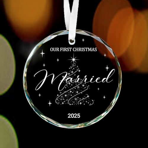 Wedding Gift First Christmas Married Ornament 2025 Mr and Mrs Gift for Newlyweds Couple 2025 Personalized Bridal Shower Gifts Our First Christmas Married Ornament 2025