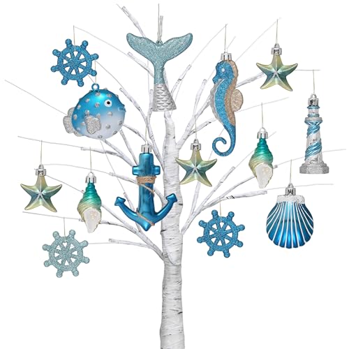 Valery Madelyn 20pcs Christmas Tree Ornaments Set Light Blue Holiday Decor