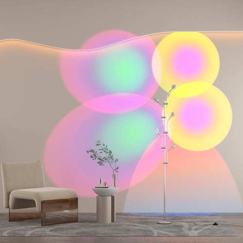 DENGALA RGB Projector Floor Lamp - Adjustable 4000K Multi-Head LED Light