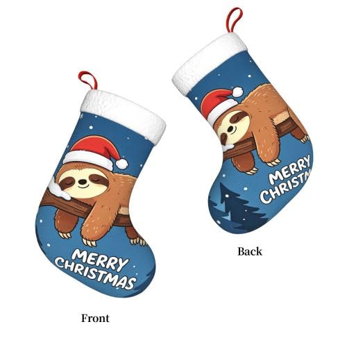 Sleep Sloth Christmas Stocking 17.7-Inch Fireplace Hanging Decor for Holiday Family Gift