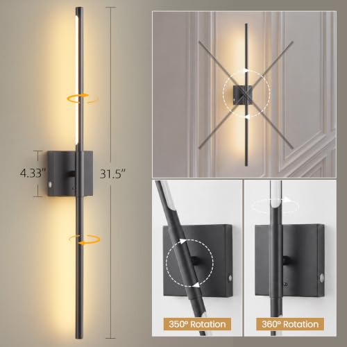 LightFuze Black Battery Operated Wireless Wall Sconce Set of 2 with Motion Sensor and Remote