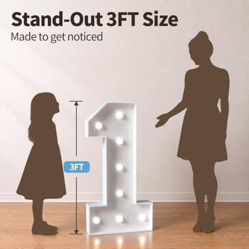 3ft White Marquee Number 16 Light Up 16th Birthday & Anniversary Decor
