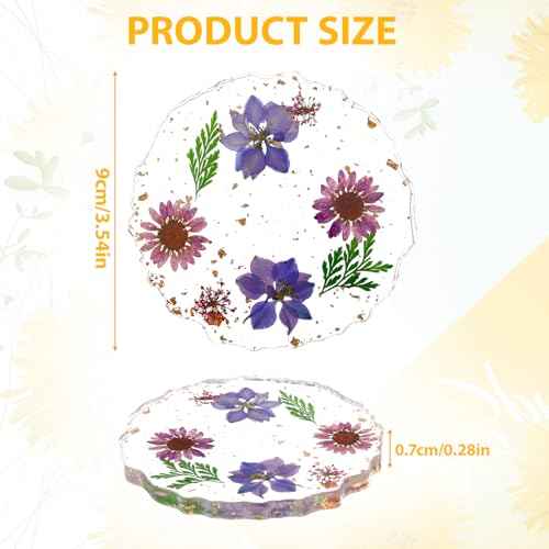 Flower Coasters Set of 2, Non-Slip Resin Cup Mat, Reusable Coasters for Tabletop Protection for Desk for Home Office Bar