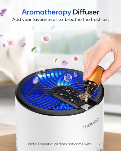 MOOKA White HEPA Air Purifier for Bedroom Home Pets Odor Smoke Pollen