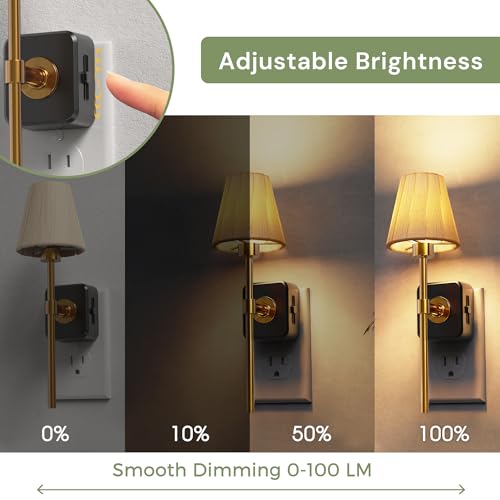 L LOHAS LED Night Light with Pleated Fabric Cover - 3000K, 2 Pack