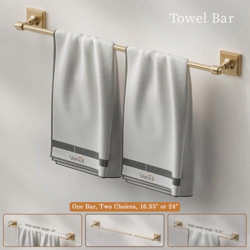 VEHCIL Champagne Bronze 5-Piece Bathroom Accessories Set with Towel Bar & Hooks