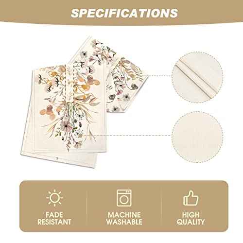 Artoid Mode Wildflower Leaves Floral Fall Table Runner, Autumn Thanksgiving Kitchen Dining Table Decoration for Indoor Outdoor Home Party 13x72 Inch