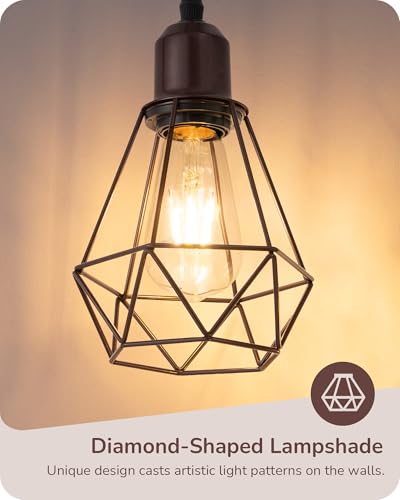 EDISHINE 70-Inch Industrial Floor Lamp with Dimmable 3 LED Bulbs - Brown