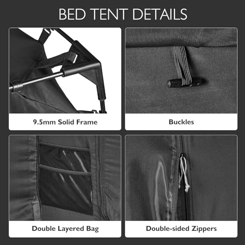 Borna Twin Size Blackout Bed Tent Canopy with 3 Doors for Kids & Adults