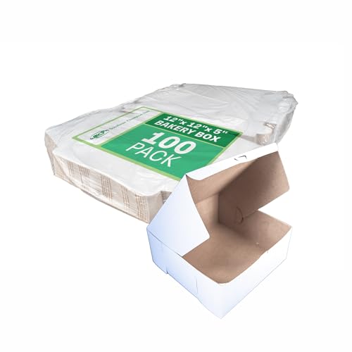 SCT White One-Piece Non-Window Bakery Boxes 12x12x5 Paperboard - 100 Pack