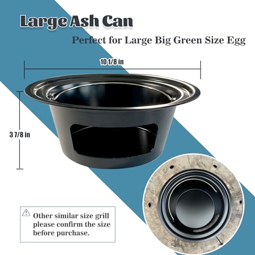 Kamado Cooker Ash Can with Folding Handle for Large Green Egg - Carbon Steel Ash Pot
