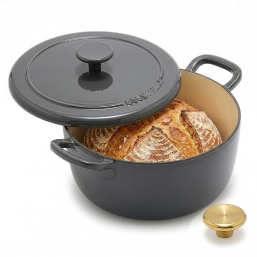 GreenPan x Bobby Flay 5.5QT Enameled Cast Iron Dutch Oven Slate Gray - Versatile Cookware with Removable Knob