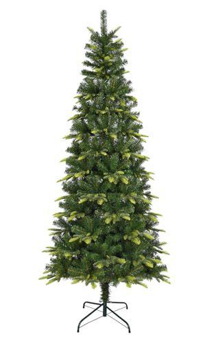 Uten 6ft Slim Pencil Christmas Tree with Mixed 600 Branch Tips - Foldable Stand, Easy Assembly, Holiday Decor