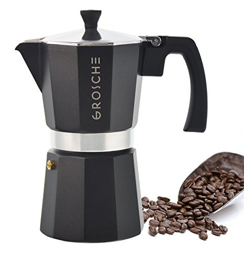 GROSCHE Milano 6-Cup Stovetop Espresso Maker Moka Pot, Black – Classic Home Barista Coffee