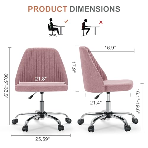 DUMOS Blush Home Office Vanity Chair with Adjustable Height & 360° Swivel