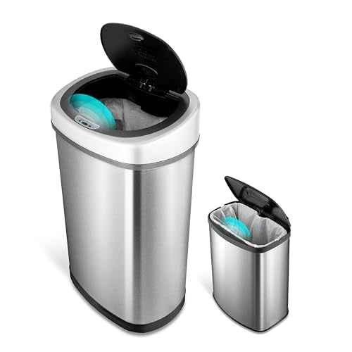 Niestars Touchless Motion Sensor Trash Can Set 13.2 Gal & 2.1 Gal Stainless Steel