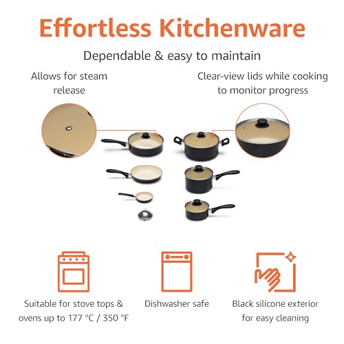 11-Piece Non-Stick Ceramic Cookware Set with Glass Lids - Dishwasher & Oven Safe