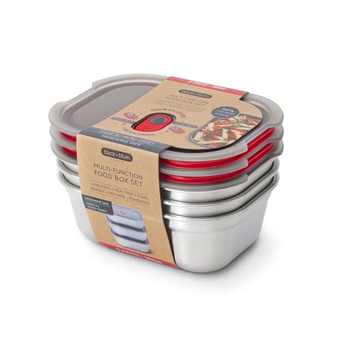 Medium Box Set Stainless Steel Microwave Safe Food Containers - 900ml x 3