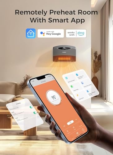 GiveBest 1500W Portable Wall-Mounted Electric Space Heater with WiFi & Remote Control - Grey