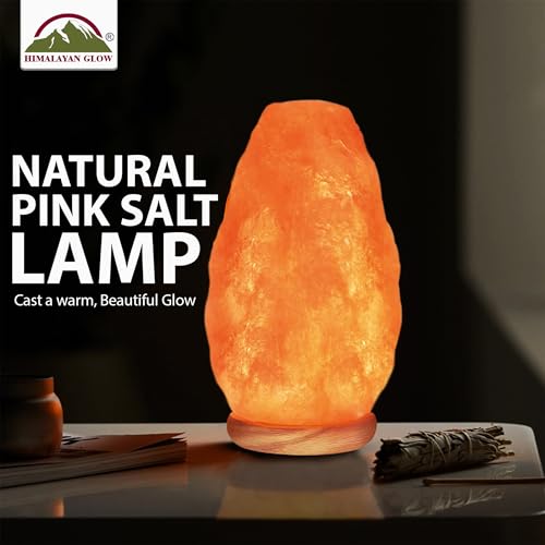 Himalayan Glow Pink Salt Lamp with Dimmable LED Night Light, Wooden Base, 6-8 lbs