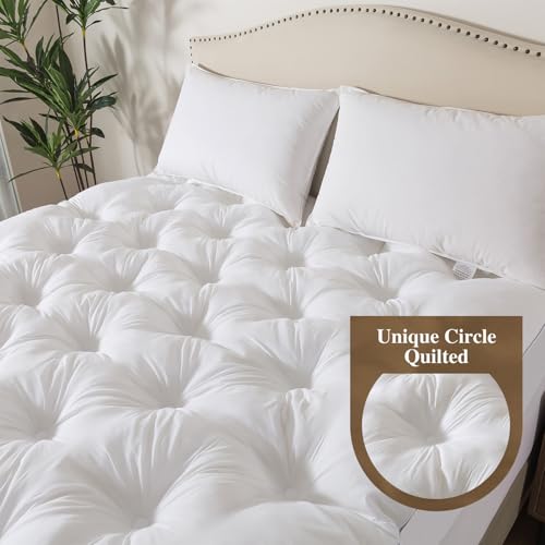 White 5 Inch Memory Foam Mattress Topper Queen Deep Pocket - Breathable, Supportive