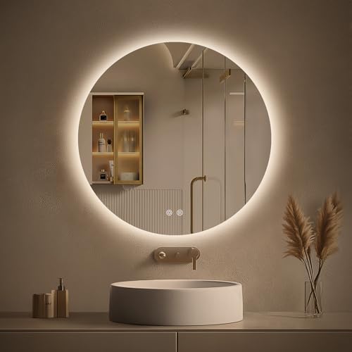 Silver 24-Inch Backlit LED Bathroom Mirror - Dimmable, Fogless, Wall Mount