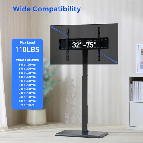 Floor TV Stand with Power Outlet & Swivel for 32-75 Inch TVs - TCP01-M-A01