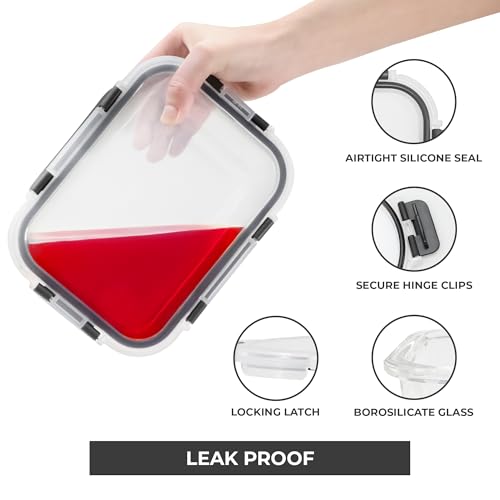 Freshware One Size Glass Food Storage Containers with Lids, 12-Pack, Leak-Proof Kitchen Meal Prep