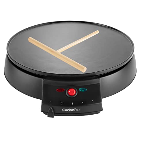 CucinaPro 12" Crepe Maker, Non-Stick Electric Griddle Pan w Batter