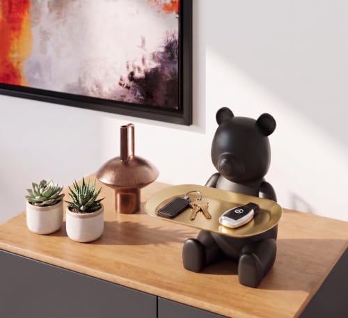 Keyper Bear Matte Black Decorative Key Bowl & Catch-All Tray, Entryway & Home Decor