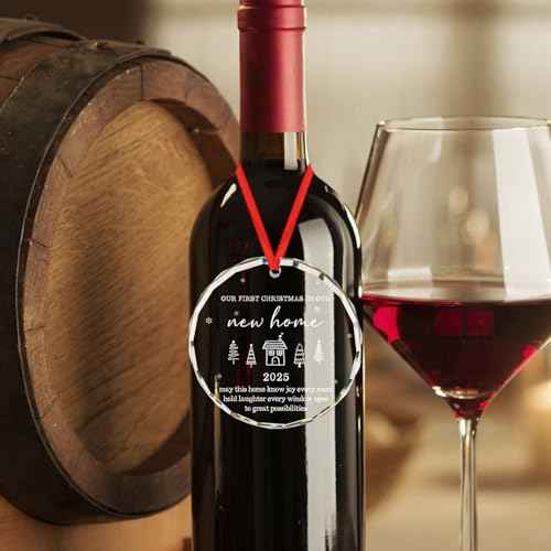 House Warming Gifts New Home for Couple Our First Christmas in Our New Home 2025 Housewarming Gifts for Newlywed Just Married Christmas Tree Decoration Glass Round Ornament