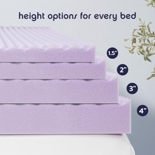Queen 4-Inch Egg Crate Memory Foam Mattress Topper with Lavender Infusion