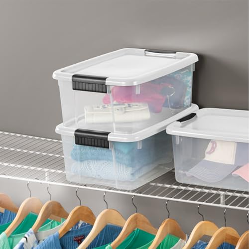 Sterilite Ultra Latch Storage Box 18 Quart - 12 Pack, Clear, Secure Lids