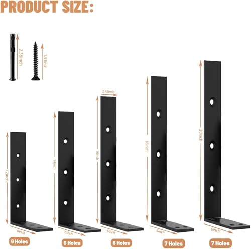 20x8x2.5 Inch Heavy Duty Countertop Brackets 4 Pack - Granite Support