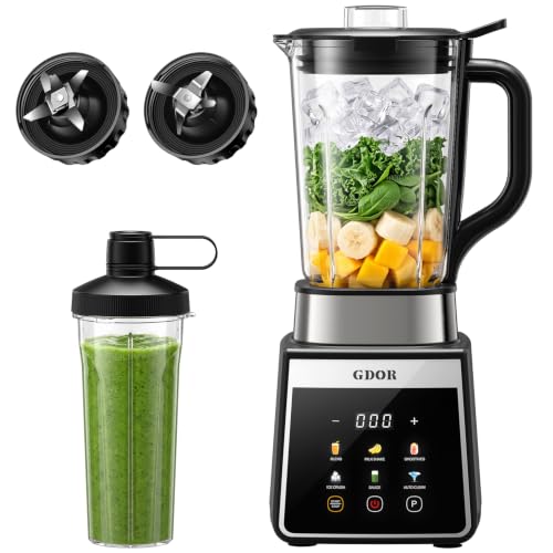 1300W Heavy Duty Blender with 6 Presets, 74oz & 22oz Capacity, Ice Crushing