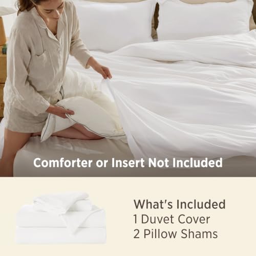 Bedsure King Prewashed Duvet Cover Set with Zipper Closure - White, 104x90 Inches