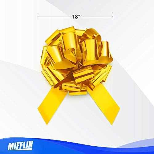 Mifflin-USA - Big Car Bow - Matte Yellow, 18 Inch - Giant Gift Bow for Birthday, Christmas - Huge Car D?cor