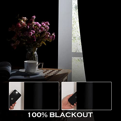 KGORGE 52W x 84L Black Soundproof Thermal Insulated Blackout Curtains (Pack of 2)